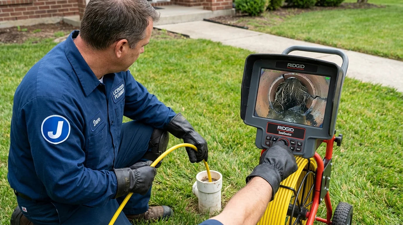 Sewer camera inspection being performed by Johns Plumbing LLC in Fort Drum