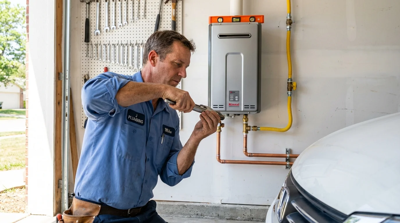 Tankless water heater installation by a Johns Plumbing LLC plumber in Fort Drum